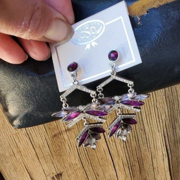 Catherine Stein Sparkly Dangle Earrings NEW - Picture 3 of 5